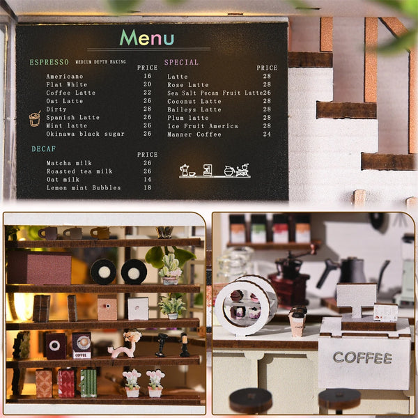 SoleCaffè DIY Book Nook | Miniatur-Kaffehaus 3D Holzbausatz | Mit LED-Beleuchtung | Kreatives Bücherregal-Diorama & Geschenkidee