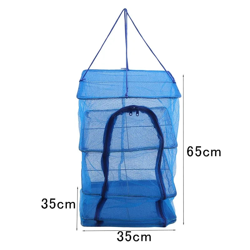 Trockennetz AeroDry 3X | Faltbarer Hängekorb mit 3 Ebenen | Für Fisch, Kräuter, Gemüse & Pflanzen | 35×35×65 cm