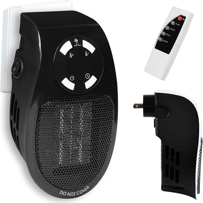 EcoHeat Steckdosen-Heizlüfter | Energieeffizient & Leise | Digitaler Thermostat & Timer | EU-Stecker