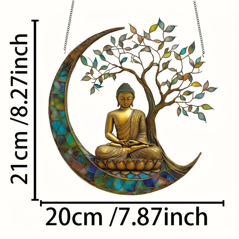 Acryl Sonnenfänger ZenLight | 2D Buddha-Dekor | Fenster- & Wohnaccessoire | Spirituelle Raumgestaltung