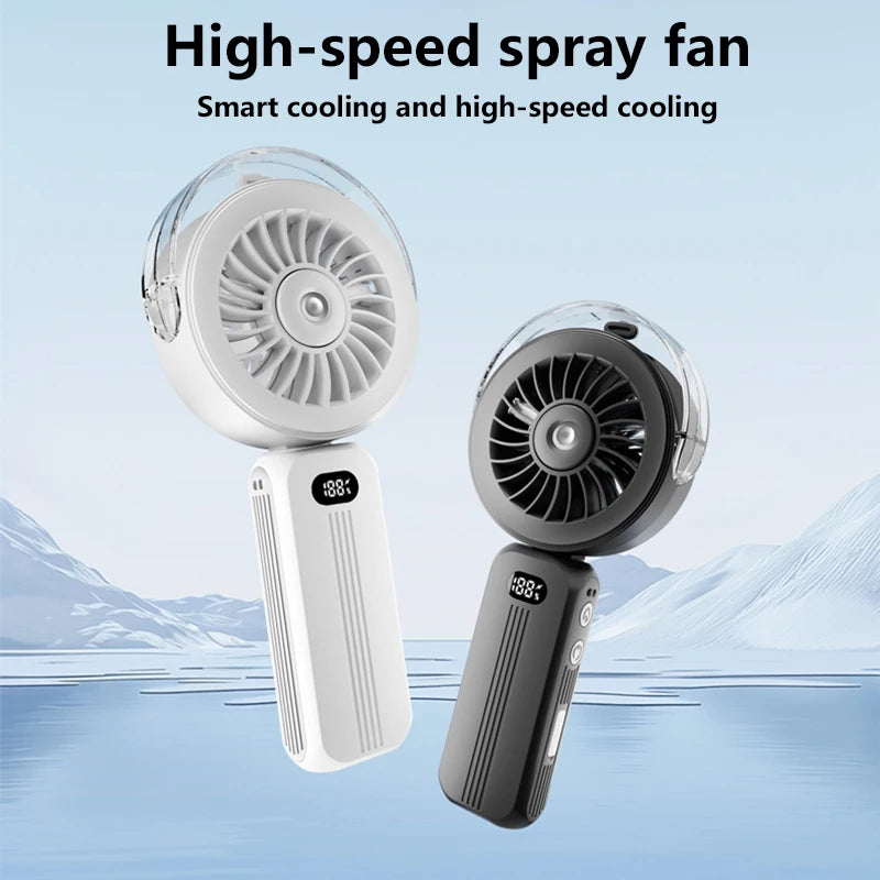 Mini-Ventilator Breezora Pro | Faltbar & Tragbar | Mit Sprühfunktion & USB-Aufladung | Für Hand, Tisch & Halsband