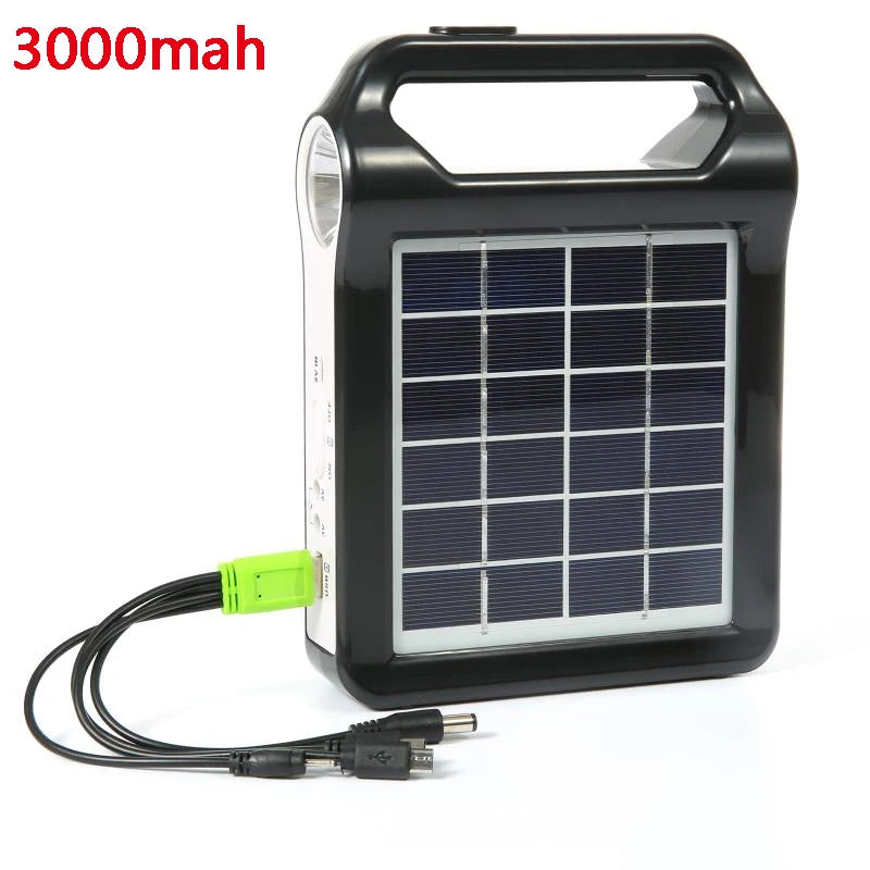 SunergyKit Tragbares Solar-Generator-Set | 15 W mit Akku & LED-Lampe | USB-Ladefunktion | Für Camping, Notbeleuchtung & Outdoor | 20,5 × 15 × 5 cm