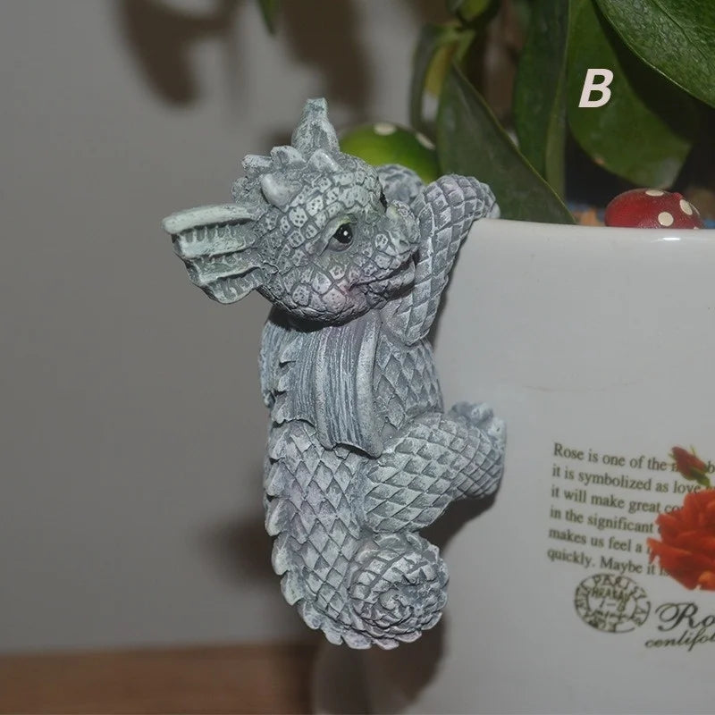 Hängende Drachenfiguren | Wetterfeste Resin-Deko | Für Blumentöpfe & Zuhause