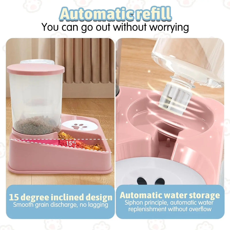 Katzen-Futterstation FeloFlow Duo | 2-in-1 Automat mit Schrägdesign | Schwerkraft-Futterspender & Wasserspender | Für Katzen & kleine Hunde