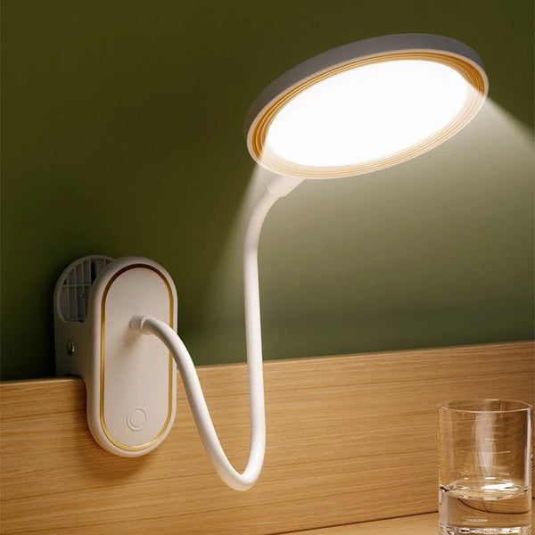 ClipLuma LED-Tischlampe | USB-Wiederaufladbar | 3 Helligkeitsstufen | Augenschonend | Mit Cliphalterung