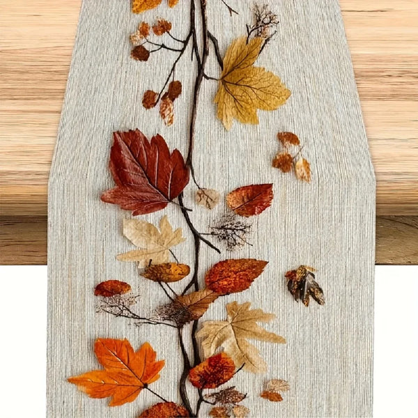 Herbstzauber Tischläufer | Geprägte Blätter & Ranken | Pflegeleicht & Vielseitig | Polyester