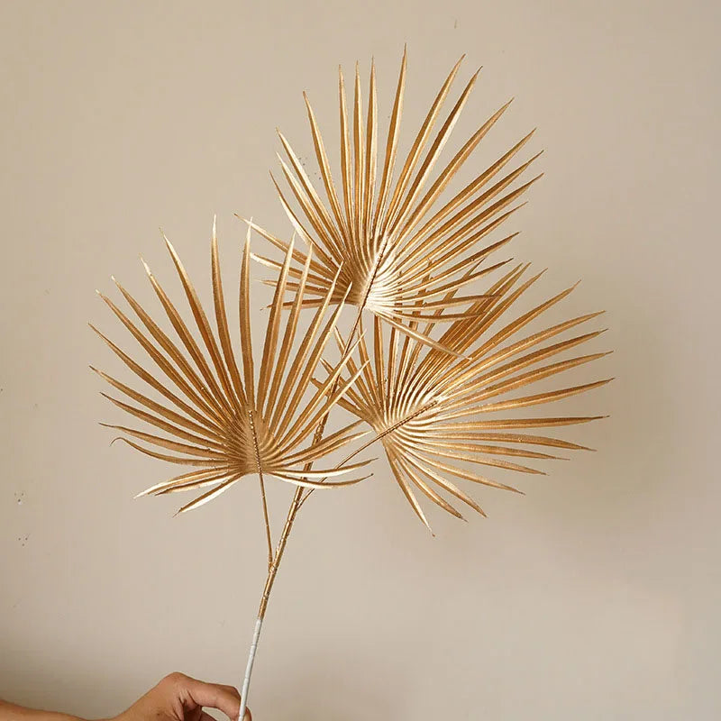 Aurivelle Gold Collection | Künstliche Palmen-, Ginkgo- & Eukalyptusblätter mit Rosen & Hortensien | Edle Dekoblumen für Hochzeit & Zuhause