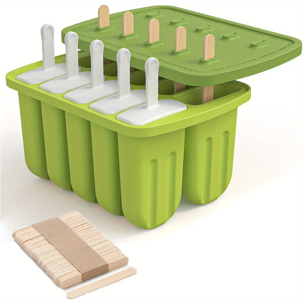 Frozzio DIYPop Eisformen-Set Silikon mit Holzstielen | BPA-frei & Wiederverwendbar | Für selbstgemachtes Eis im Sommer