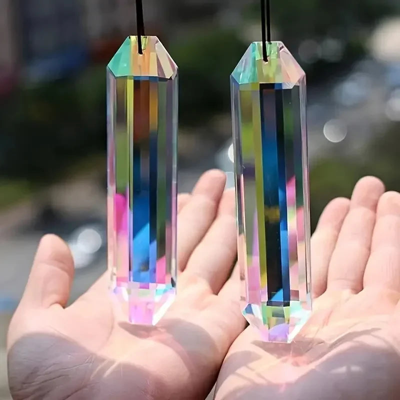 Lichtara Sonnenfänger Kristall-Anhänger Set | 2 Stück Regenbogen Prisma für Fenster & Garten | Deko für Zuhause & Außenbereich