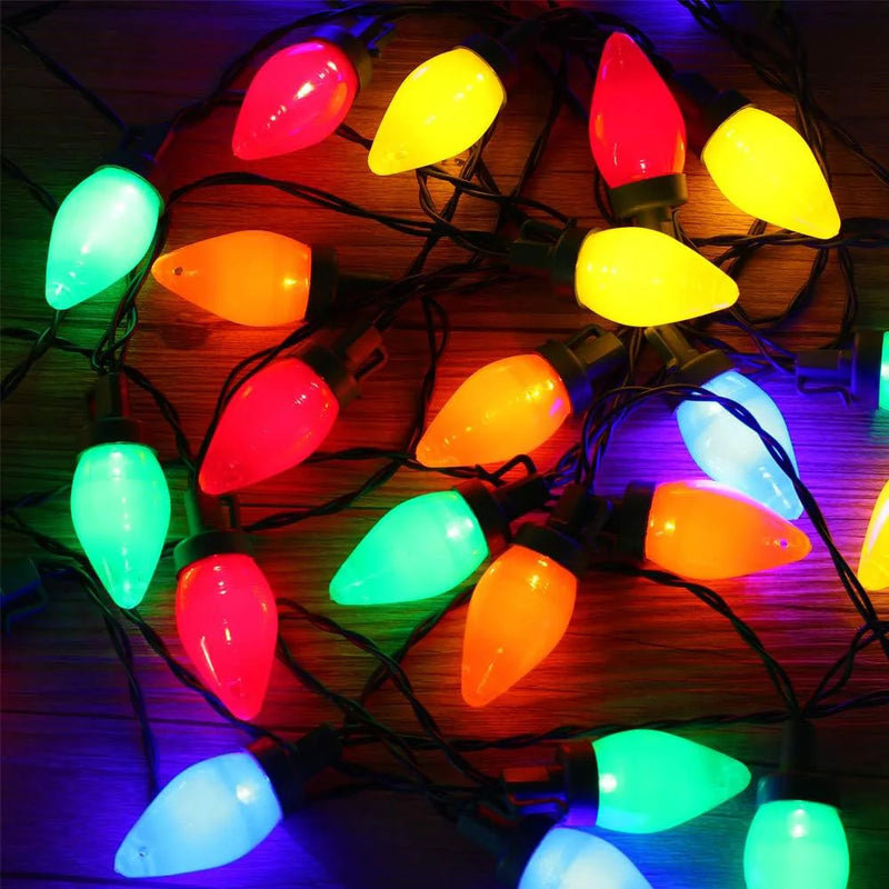 LumiBerry LED Weihnachtslichterkette C7 | Vintage Erdbeer-Design | Fernbedienung & Timer | Innen & Außen