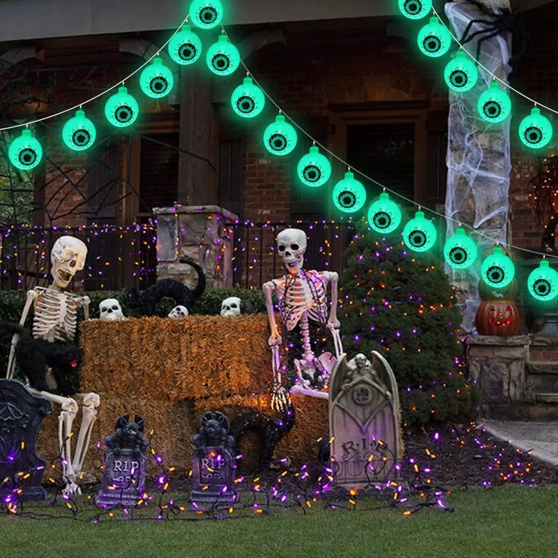 Halloween LED-Lichterkette CreepyEyes | 20 LED Augäpfel | Für Haus, Garten & Party