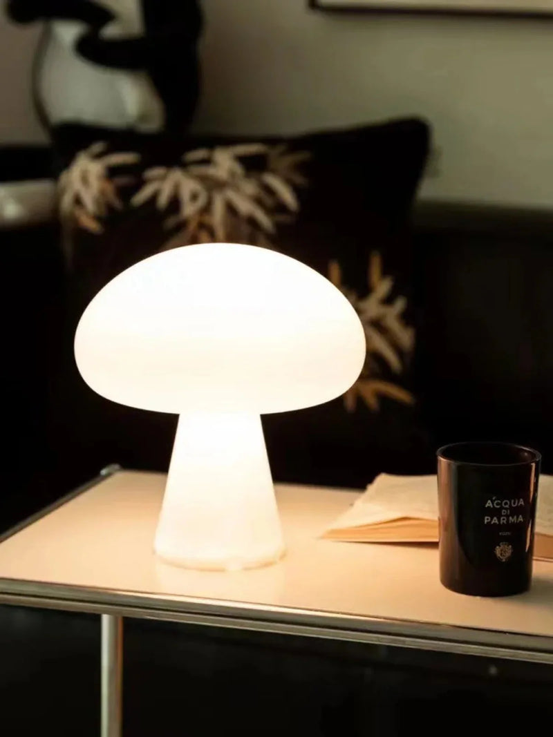 Lunoria Pilzlampe Porzellan | Sanftes LED-Licht | Stilvoll & Zeitlos | Weiß