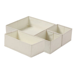 Schubladen Organizer | Faltbar & Atmungsaktiv | Perfekte Ordnung für Unterwäsche & Socken | Stoff in Beige