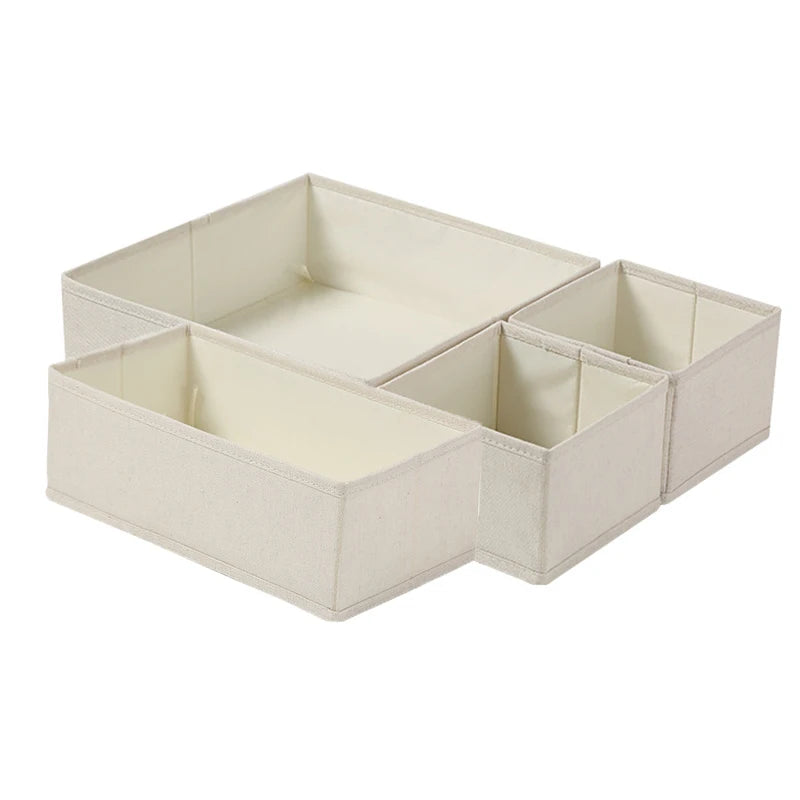 Schubladen Organizer | Faltbar & Atmungsaktiv | Perfekte Ordnung für Unterwäsche & Socken | Stoff in Beige