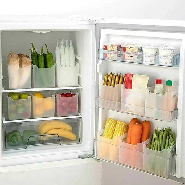 Frisquella Kühlschrank Aufbewahrungsbox 11,8×9,8×12 cm | Transparent & stapelbar | Für Obst, Gewürze & Frischeorganisation