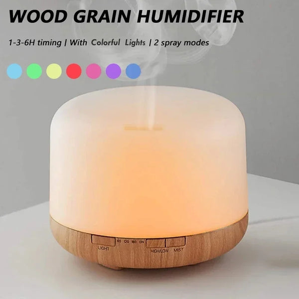 Aromora Mini Aroma Diffuser | 500 ml | Holzoptik | Ultraschall & LED Nachtlicht | USB-Betrieb