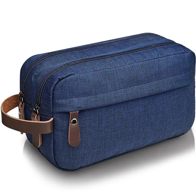 Nylonéa Kulturbeutel Unisex | Wasserabweisend | Canvas-Design mit Ledergriff | Für Reise & Alltag