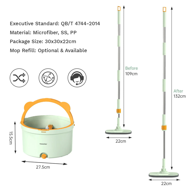 Rotationswischer CLEANDRA | 360° Mop-System mit Schmutzwassertrennung | Mikrofasermopp | Für alle Böden & Fenster