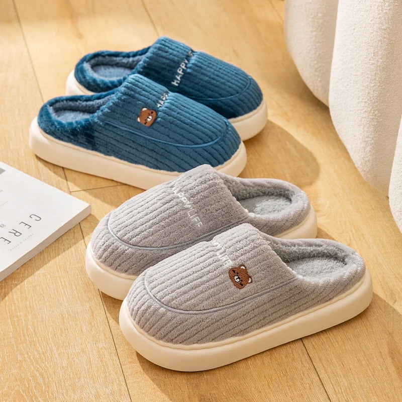 WinterHaus | Flauschige Baumwoll-Hausschuhe Damen & Herren | Wärmeisolierend & Leicht | Grau