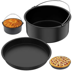 Bakevia Runde Backform 6/7/8 Zoll mit Griffen | Antihaft-Backform für Kuchen, Pizza & Airfryer | Stahl-Backform mit Beschichtung | Ofen- & spülmaschinengeeignet