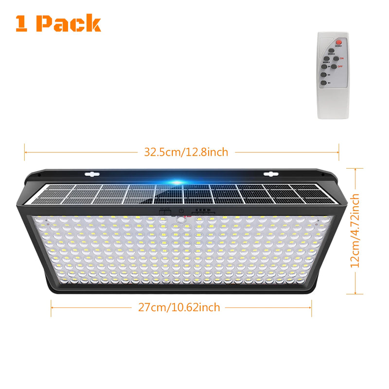 LumaVolt UltraShine 258 Solar-Wandleuchte 258 LEDs | 270° Abstrahlwinkel | Bewegungsmelder mit 3 Modi | IP65 Wasserdicht | Für Garten, Garage & Zaun
