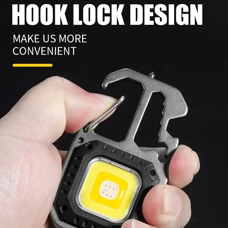 LUMOTASK Multifunktions-LED-Lampe | Mini Taschenlampe mit Werkzeug, Notfallhammer & USB-C-Aufladung | 6 Lichtmodi | 500 mAh Akku