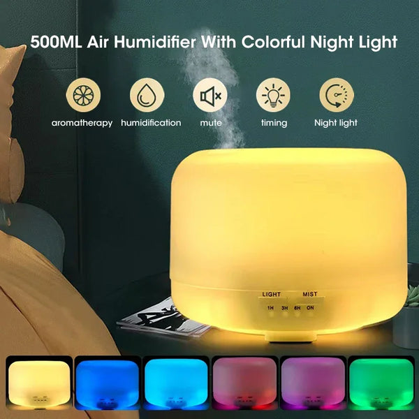 Lunora Aroma Diffuser | 500 ml | Ultraschall-Luftbefeuchter | LED Nachtlicht | USB-Betrieb