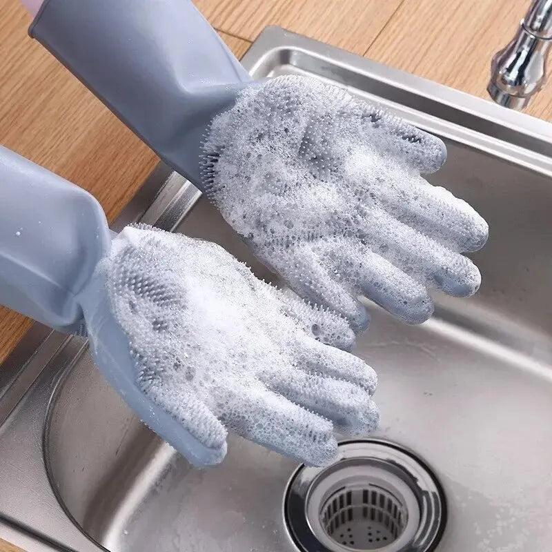 Spül- & Reinigunghandschuhe CleanGlove MagicScrub | Silikon-Handschuhe mit Bürstenstruktur | Hitzebeständig & lebensmittelecht | 32,5×11,5 cm