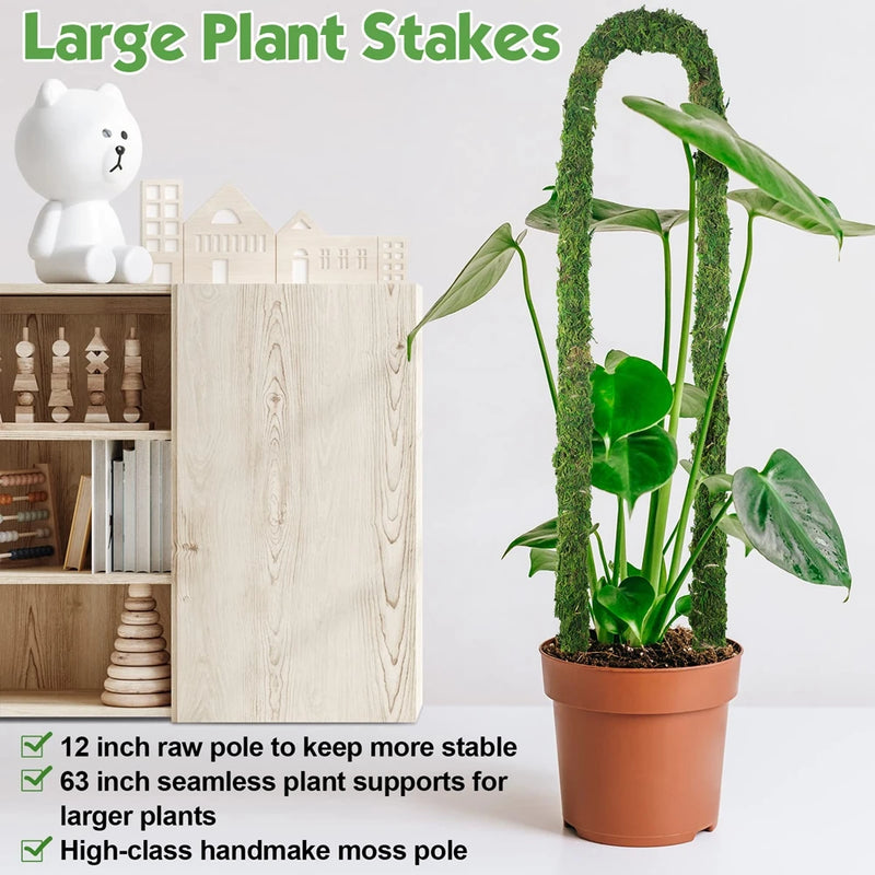 GreenFlex MossPole Biegsame Moosstäbe für Pflanzen | Handgefertigte Rankhilfe für Monstera & Zimmerpflanzen | 45 × 3 cm