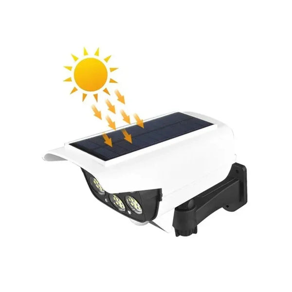 SolaGuardix Solar LED Sicherheitslicht mit Bewegungssensor | 77 LEDs & Dummy-Kamera-Design | Wasserdicht IP65 | Für Garten, Hof & Einfahrt