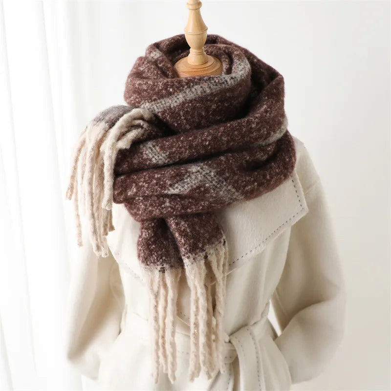 CashmiraLux | Damen Winter-Schal & Stola | Kaschmir-Pashmina-Mix | 220×42 cm | Mit Fransen