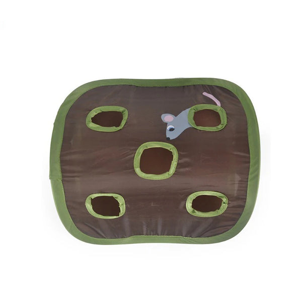 Katzenspielzeug NekoMaze | Faltbarer 9-Loch Tunnel mit Maus & Glockenball | 30 x 30 x 11 cm | Waschbar & Platzsparend