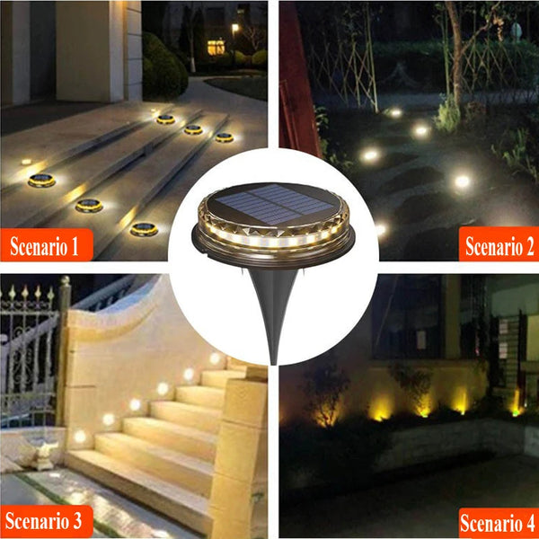 Soliora GroundGlow Solar Bodenleuchten 4er-Set | LED Gartenstrahler | IP65 Wasserdicht | Für Wege, Rasen & Terrasse