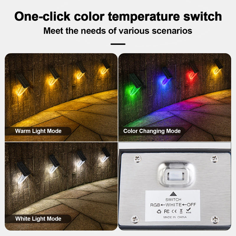 Solar-Treppenlicht LumiStair | RGB & Warmweiß | Rechter Winkel | IP44 Wasserdicht | Für Außenstufen & Wege