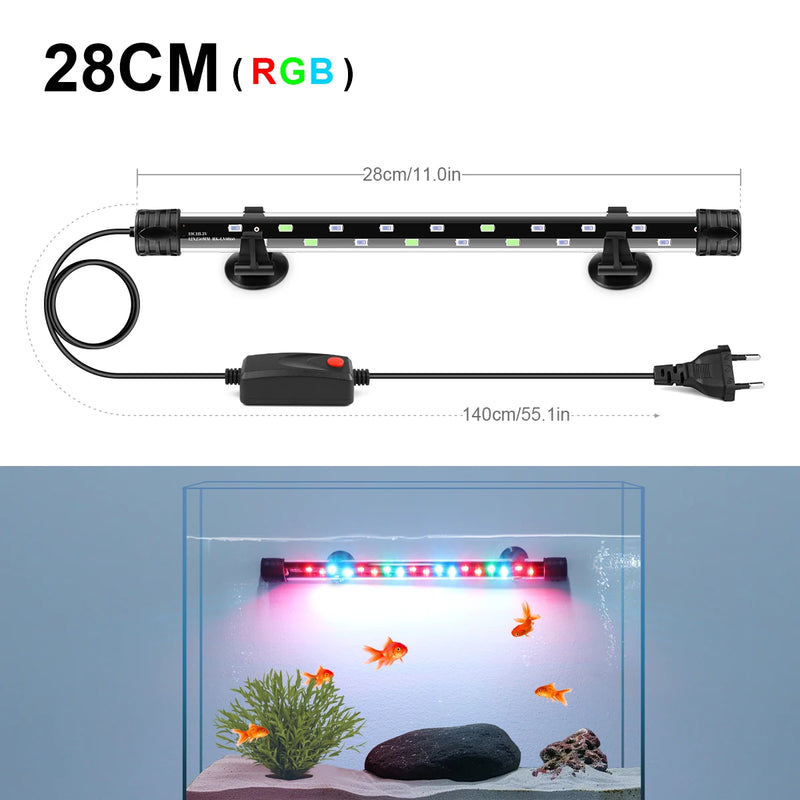Aquanova LED-Aquariumlampe | Wasserdicht & Eintauchbar | Pflanzenwachstum & Fischfarben | 18–58 cm