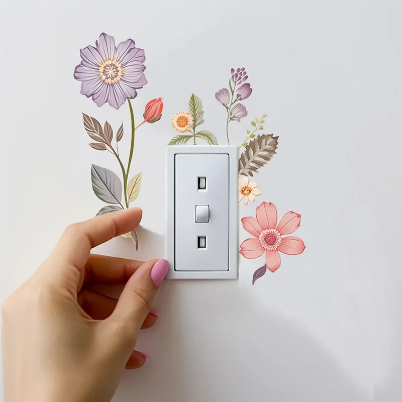 Wandsticker Decoflora SwitchBloom | Blumen-Schaltersticker aus PVC | Abnehmbar, wasserdicht & selbstklebend | Für Wohnzimmer, Bad & Schlafzimmer