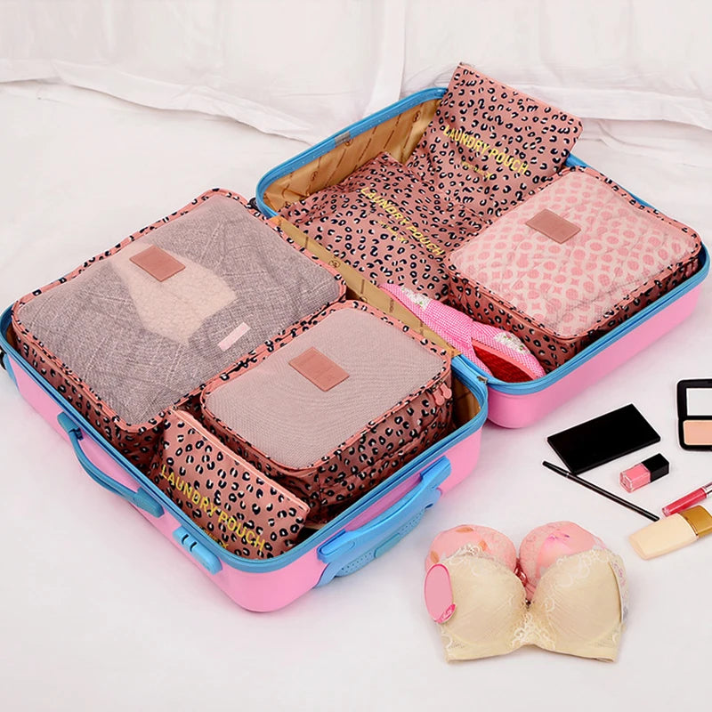 Packilo 6-teiliges Reise-Organizer-Set | Faltbare Koffer- & Gepäcktaschen | Für Kleidung, Unterwäsche, Schuhe & Kosmetik | Oxford-Stoff