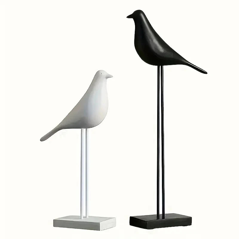 Dekofigur NordicBird | Handbemalte Vogelstatue aus Kunstharz | Skandinavische Wohnaccessoire | Tisch- & Bürodekoration