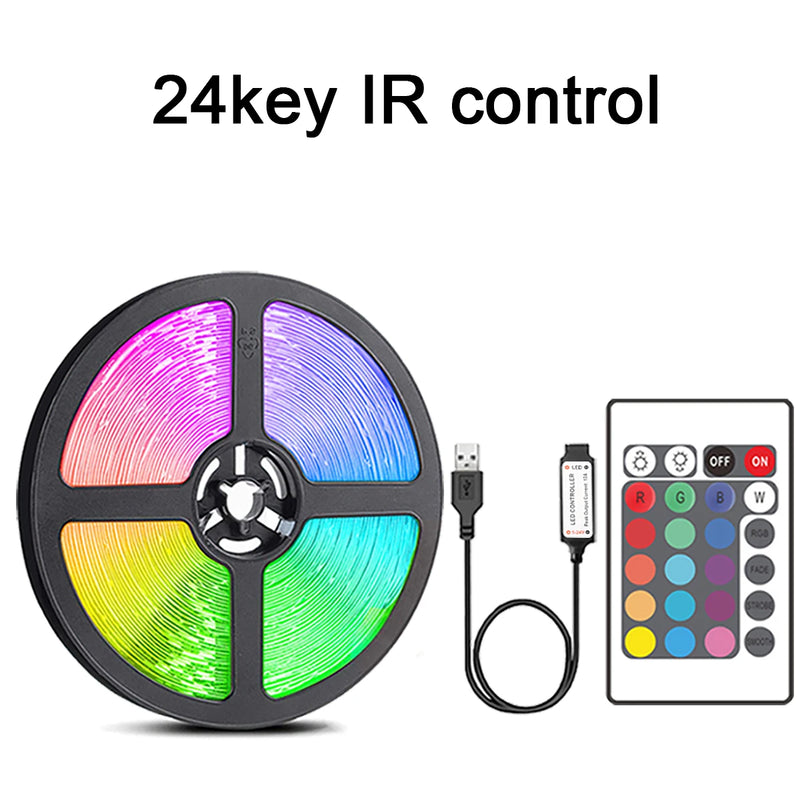 LED Lichtstreifen mit 44-Tasten-Fernbedienung | RGB Farbwechsel USB-Leiste für Zimmer, TV & Partydeko | 1–20 m | Glowvion