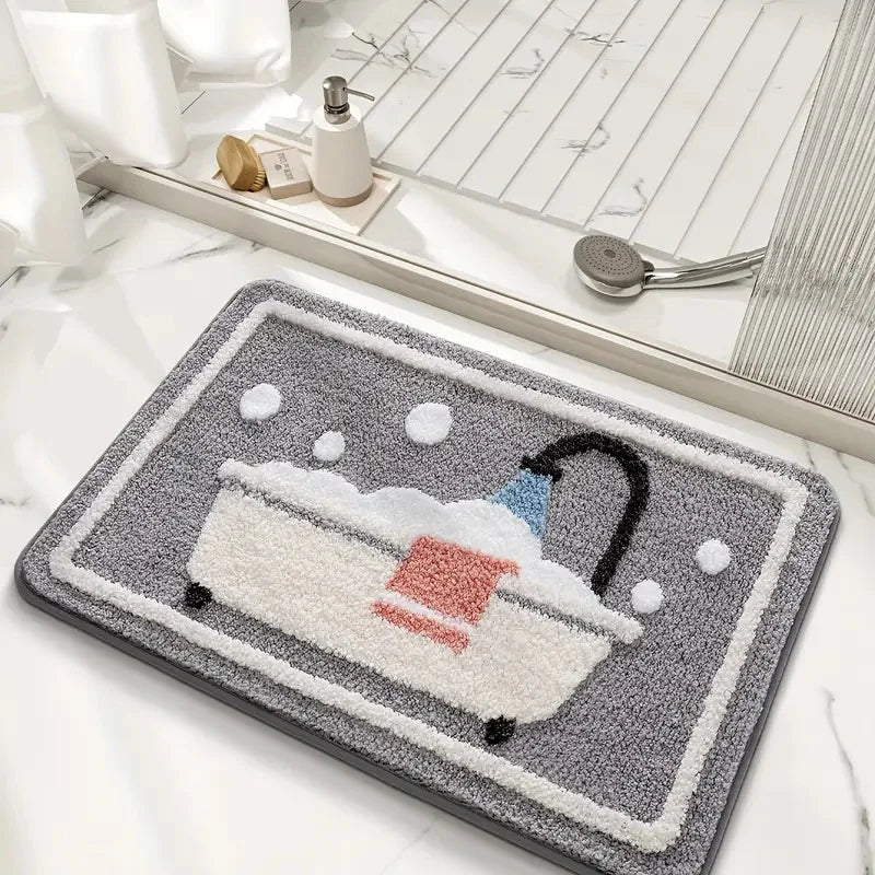 AquaLoom Badematte | Rutschfeste Strick-Badvorlage mit TPR-Rücken | Weich, Wasserabsorbierend & Waschmaschinenfest | Rechteckig – 2,5 cm Dick