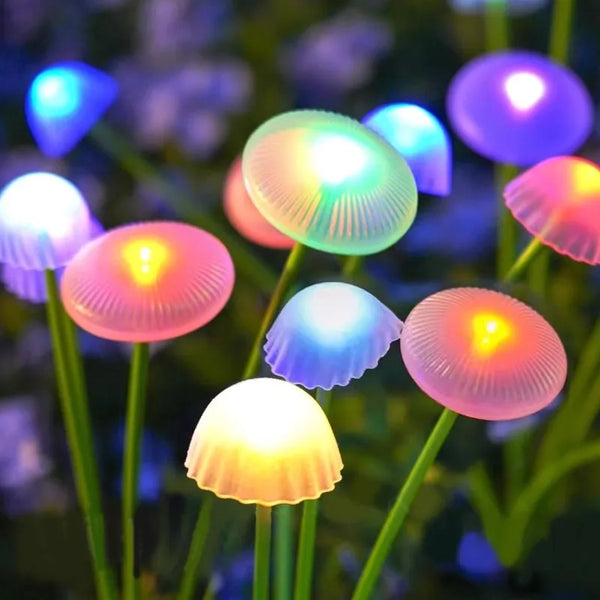 GlowPilz Solar-Gartenleuchte 6 LEDs | Quallen- & Pilzdesign | Für Garten, Terrasse & Außenbereiche