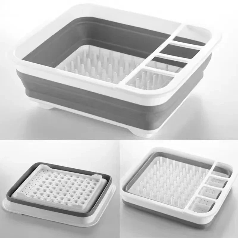 TrockniQ Faltbares Abtropfgestell Küche | Geschirrständer mit Wasserablauf | Platzsparend & Waschbar | Modernes Design aus Kunststoff