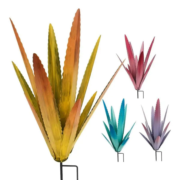 Floraza Metall Agave Skulptur | Handgefertigte Gartendeko | Wetterfest & Elegant | 29 × 29 × 45 cm