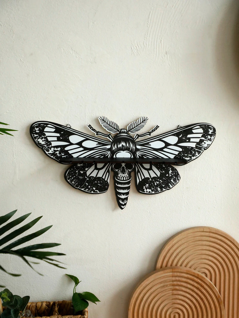 Kristall Regal MysticWings | Schwebendes Wandregal mit Libelle & Schmetterling | Halloween & Gothic Deko