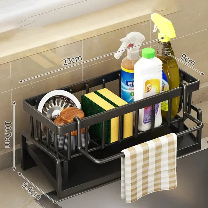 Küchensoft Spülschwammhalter Küche | Multifunktionales Abtropfregal | Für Spüle, Lappen & Spülmittel | Organizer Regal