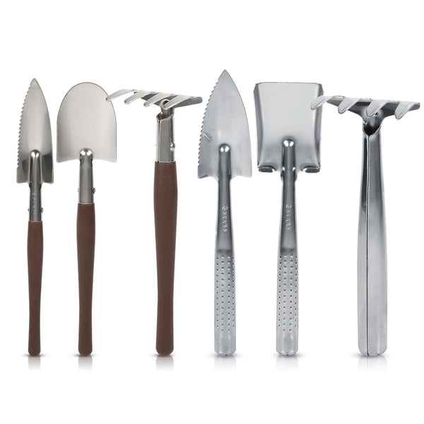 Floroki MiniGrow Set Mini-Gartenwerkzeug Set 3-teilig | Schaufel, Spaten & Rechen | Für Kinder & Topfgarten