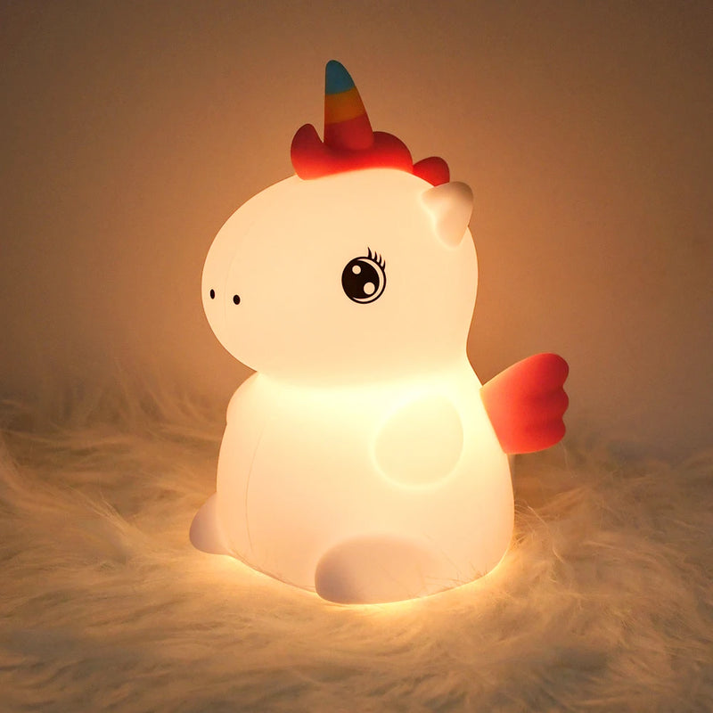 DreamiCorn LED Nachtlicht Einhorn | Weiches Silikon & USB Wiederaufladbar | Touch-Steuerung & 2 Helligkeitsstufen | Kinderzimmer & Geschenkidee