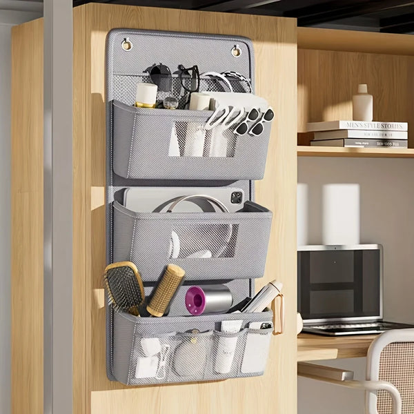 Orgalyn WallPocket Wandorganizer Stoff Grau | Mit Sichtfenster & Haken | Mehrere Fächer