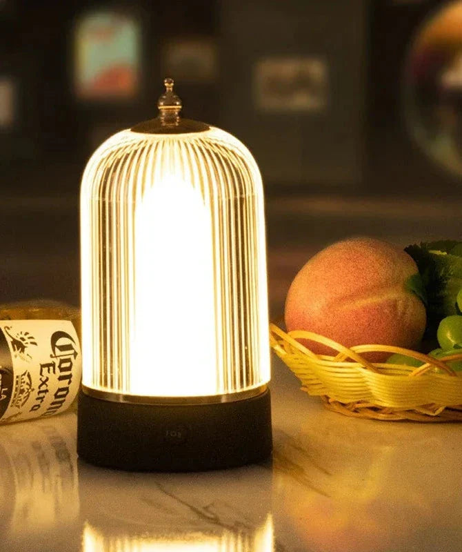 LumiCage Vintage LED Tischlampe | Vogelkäfig-Design | Tragbar & Wiederaufladbar | Warmweißes Licht