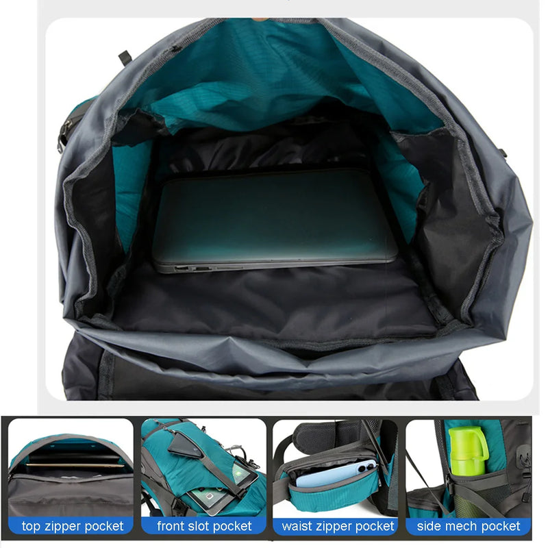 Alpivento 70L Trekkingrucksack | Wasserdichter Camping-Rucksack mit Regenschutz | Großer Outdoor Rucksack für Wandern, Bergsteigen & Reisen  Markenname: